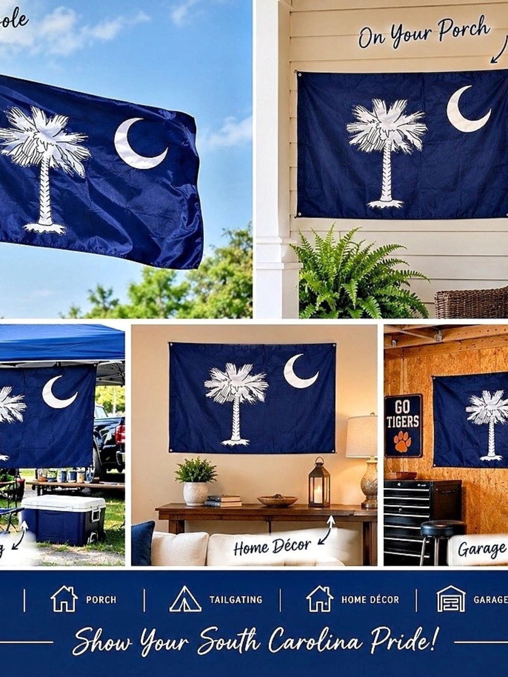 South Carolina State Flag Blue & White Decor